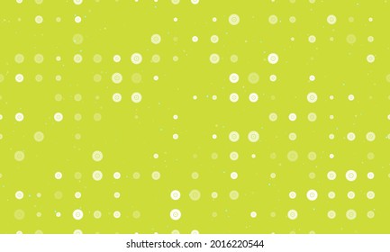 Seamless background pattern of evenly spaced white gramophone record symbols of different sizes and opacity. Vector illustration on lime background with stars