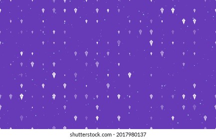 Seamless background pattern of evenly spaced white ice cream balls symbols of different sizes and opacity. Vector illustration on deep purple background with stars