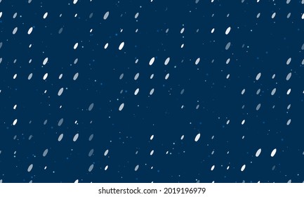 Seamless background pattern of evenly spaced white surf board symbols of different sizes and opacity. Vector illustration on dark blue background with stars