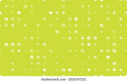 Seamless background pattern of evenly spaced white cd symbols of different sizes and opacity. Vector illustration on lime background with stars