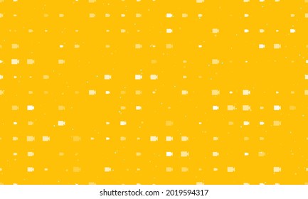 Seamless background pattern of evenly spaced white video camera symbols of different sizes and opacity. Vector illustration on amber background with stars