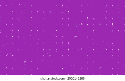 Seamless background pattern of evenly spaced white balloon symbols of different sizes and opacity. Vector illustration on purple background with stars