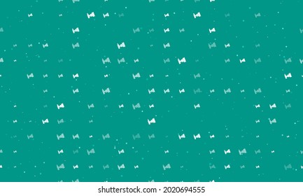 Seamless background pattern of evenly spaced white camera symbols of different sizes and opacity. Vector illustration on teal background with stars