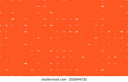 Seamless background pattern of evenly spaced white mother's day symbols of different sizes and opacity. Vector illustration on deep orange background with stars