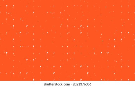 Seamless background pattern of evenly spaced white balloon symbols of different sizes and opacity. Vector illustration on deep orange background with stars