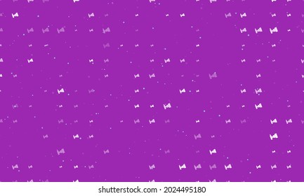 Seamless background pattern of evenly spaced white camera symbols of different sizes and opacity. Vector illustration on purple background with stars