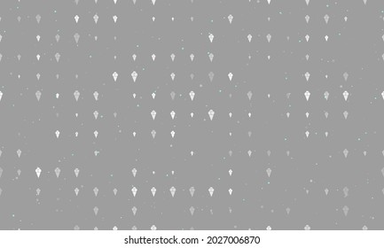 Seamless background pattern of evenly spaced white ice cream balls symbols of different sizes and opacity. Vector illustration on grey background with stars