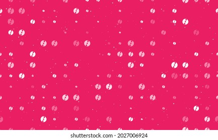 Seamless background pattern of evenly spaced white cd symbols of different sizes and opacity. Vector illustration on pink background with stars