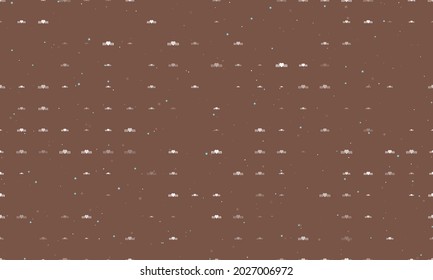 Seamless background pattern of evenly spaced white mother's day symbols of different sizes and opacity. Vector illustration on brown background with stars