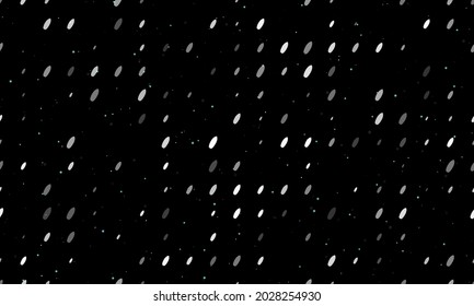 Seamless background pattern of evenly spaced white surf board symbols of different sizes and opacity. Vector illustration on black background with stars
