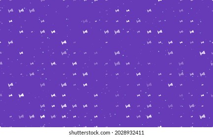 Seamless background pattern of evenly spaced white camera symbols of different sizes and opacity. Vector illustration on deep purple background with stars