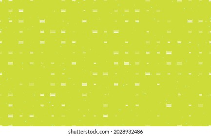 Seamless background pattern of evenly spaced white baby cot symbols of different sizes and opacity. Vector illustration on lime background with stars