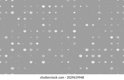 Seamless background pattern of evenly spaced white absorbent symbols of different sizes and opacity. Vector illustration on grey background with stars