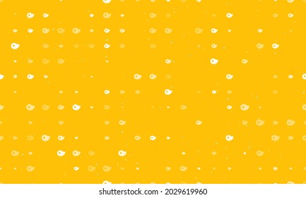 Seamless background pattern of evenly spaced white steak symbols of different sizes and opacity. Vector illustration on amber background with stars
