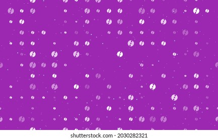 Seamless background pattern of evenly spaced white cd symbols of different sizes and opacity. Vector illustration on purple background with stars