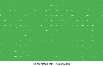 Seamless background pattern of evenly spaced white mother's day symbols of different sizes and opacity. Vector illustration on green background with stars
