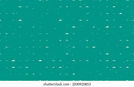 Seamless background pattern of evenly spaced white mother's day symbols of different sizes and opacity. Vector illustration on teal background with stars