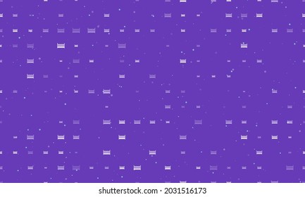 Seamless background pattern of evenly spaced white baby cot symbols of different sizes and opacity. Vector illustration on deep purple background with stars