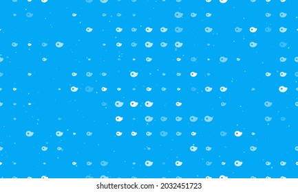Seamless background pattern of evenly spaced white steak symbols of different sizes and opacity. Vector illustration on light blue background with stars