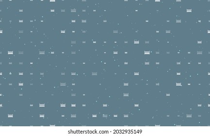 Seamless background pattern of evenly spaced white baby cot symbols of different sizes and opacity. Vector illustration on blue grey background with stars