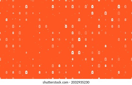 Seamless background pattern of evenly spaced white power jar symbols of different sizes and opacity. Vector illustration on deep orange background with stars