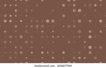 Seamless background pattern of evenly spaced white electrical board symbols of different sizes and opacity. Vector illustration on brown background with stars