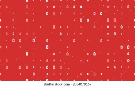 Seamless background pattern of evenly spaced white power jar symbols of different sizes and opacity. Vector illustration on red background with stars