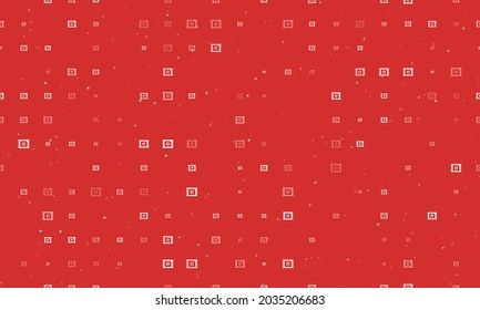 Seamless background pattern of evenly spaced white eSIM symbols of different sizes and opacity. Vector illustration on red background with stars