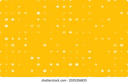 Seamless background pattern of evenly spaced white absorbent symbols of different sizes and opacity. Vector illustration on amber background with stars