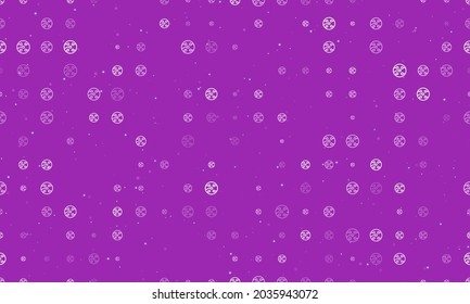 Seamless background pattern of evenly spaced white electrical board symbols of different sizes and opacity. Vector illustration on purple background with stars