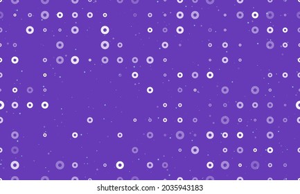 Seamless background pattern of evenly spaced white record media symbols of different sizes and opacity. Vector illustration on deep purple background with stars