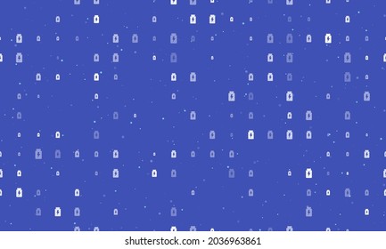 Seamless background pattern of evenly spaced white power jar symbols of different sizes and opacity. Vector illustration on indigo background with stars