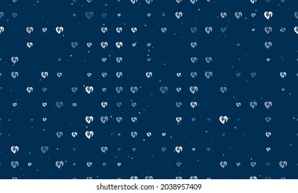 Seamless background pattern of evenly spaced white mom with baby symbols of different sizes and opacity. Vector illustration on dark blue background with stars