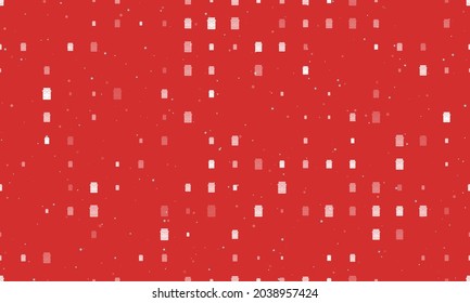 Seamless background pattern of evenly spaced white jar of jam symbols of different sizes and opacity. Vector illustration on red background with stars