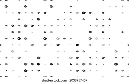 Seamless background pattern of evenly spaced black steak symbols of different sizes and opacity. Vector illustration on white background