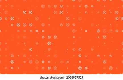 Seamless background pattern of evenly spaced white electrical board symbols of different sizes and opacity. Vector illustration on deep orange background with stars
