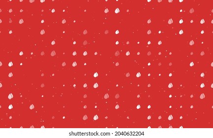 Seamless background pattern of evenly spaced white water drop symbols of different sizes and opacity. Vector illustration on red background with stars