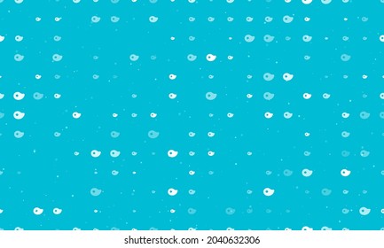 Seamless background pattern of evenly spaced white steak symbols of different sizes and opacity. Vector illustration on cyan background with stars