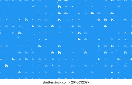 Seamless background pattern of evenly spaced white tractor symbols of different sizes and opacity. Vector illustration on blue background with stars