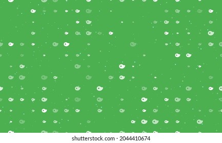 Seamless background pattern of evenly spaced white steak symbols of different sizes and opacity. Vector illustration on green background with stars