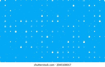 Seamless background pattern of evenly spaced white fire symbols of different sizes and opacity. Vector illustration on light blue background with stars