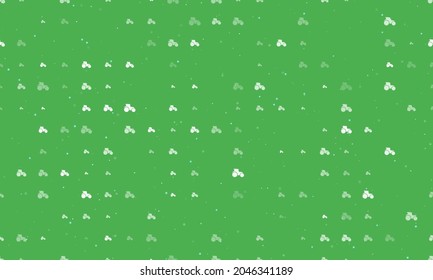 Seamless background pattern of evenly spaced white tractor symbols of different sizes and opacity. Vector illustration on green background with stars