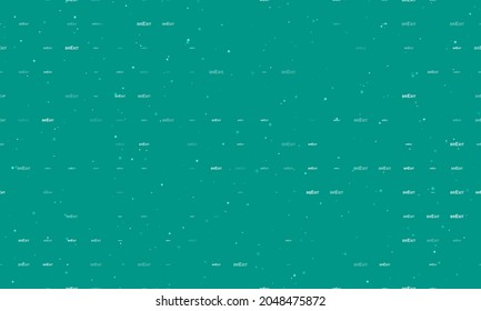 Seamless background pattern of evenly spaced white brexit symbols of different sizes and opacity. Vector illustration on teal background with stars