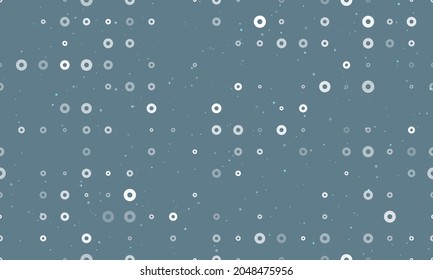 Seamless background pattern of evenly spaced white record media symbols of different sizes and opacity. Vector illustration on blue grey background with stars