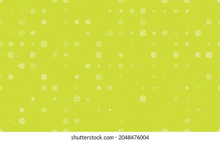 Seamless background pattern of evenly spaced white electrical board symbols of different sizes and opacity. Vector illustration on lime background with stars