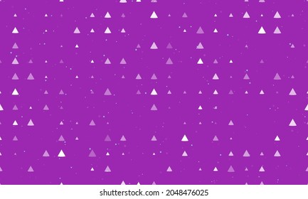 Seamless background pattern of evenly spaced white cone symbols of different sizes and opacity. Vector illustration on purple background with stars