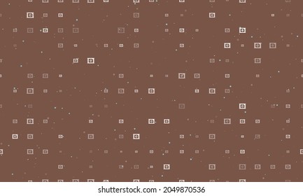 Seamless background pattern of evenly spaced white eSIM symbols of different sizes and opacity. Vector illustration on brown background with stars