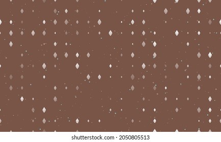 Seamless background pattern of evenly spaced white ethereum symbols of different sizes and opacity. Vector illustration on brown background with stars