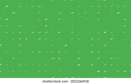 Seamless background pattern of evenly spaced white feather symbols of different sizes and opacity. Vector illustration on green background with stars