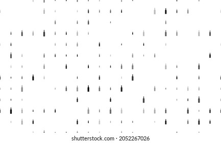 Seamless background pattern of evenly spaced black beer bottle symbols of different sizes and opacity. Vector illustration on white background